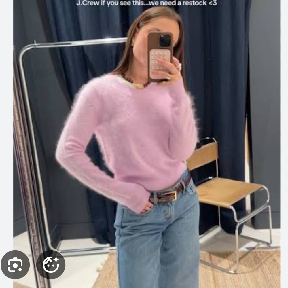 J. Crew Light Pink Brushed Cashmere Crewneck Sweater